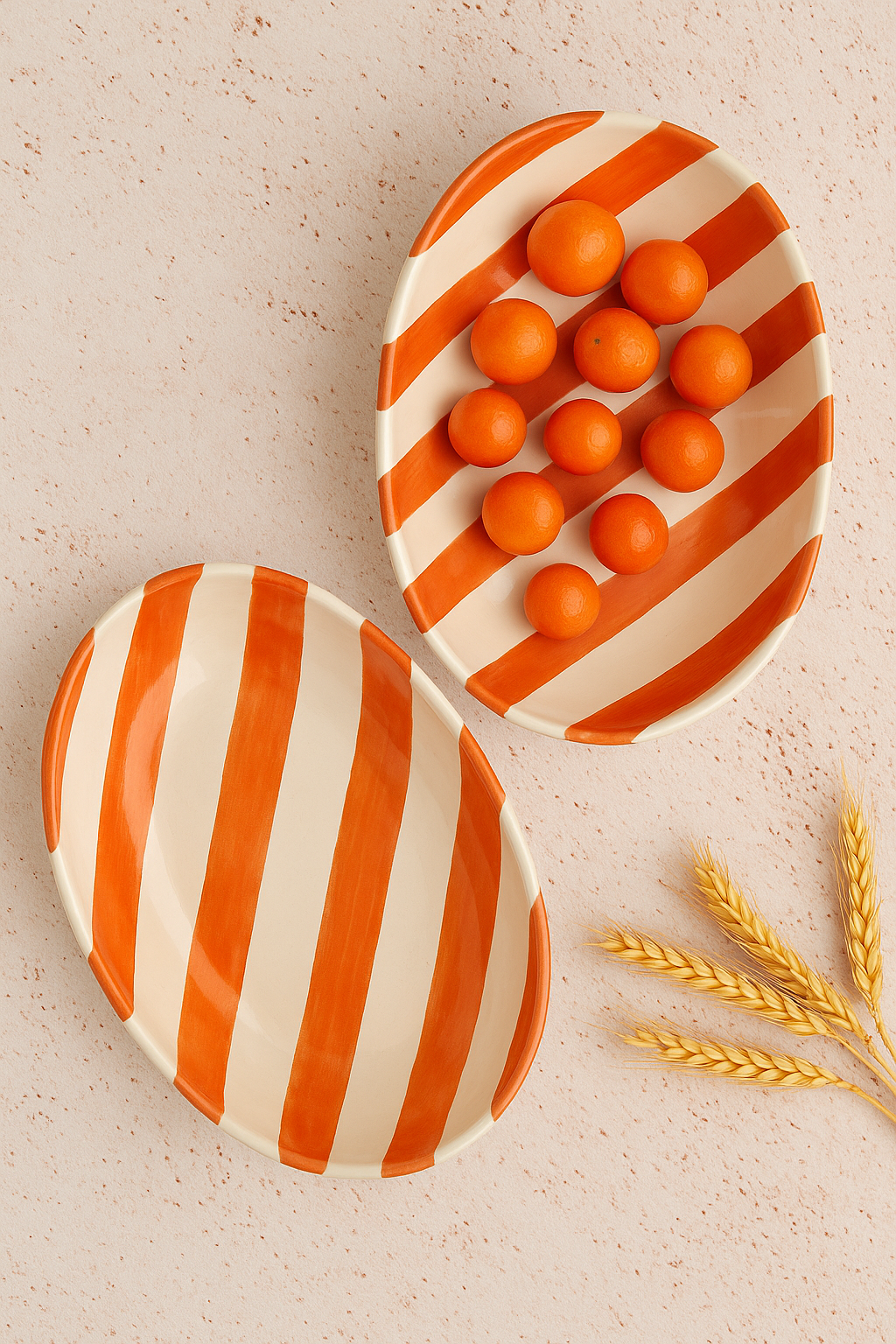 Vintage Orange Stripe Ceramic Bowl