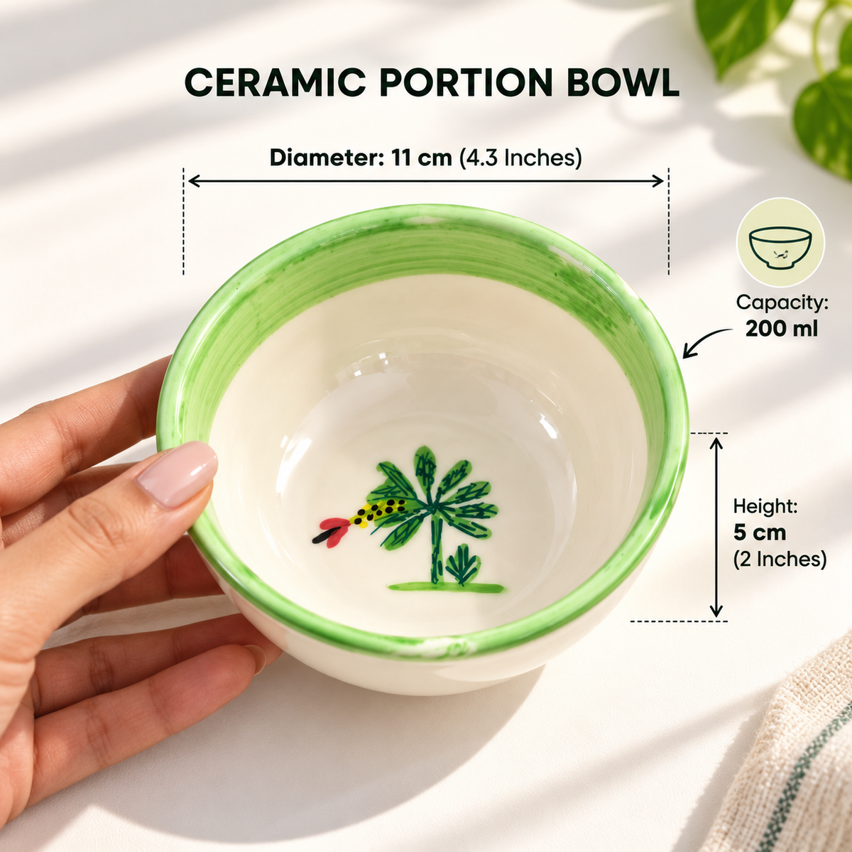 Banana Bloom Handpainted Ceramic Portion Bowl