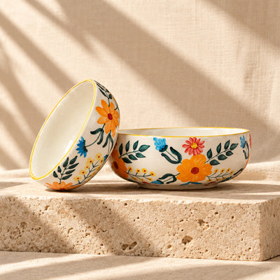 Floral Extravaganza Ceramic Bowl - (Large & Small)