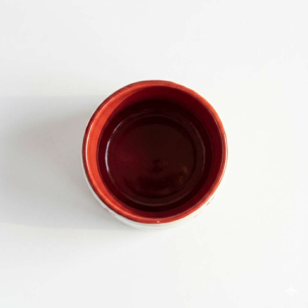 Handcrafted Ceramic Coffee Tumbler with Red Hearts