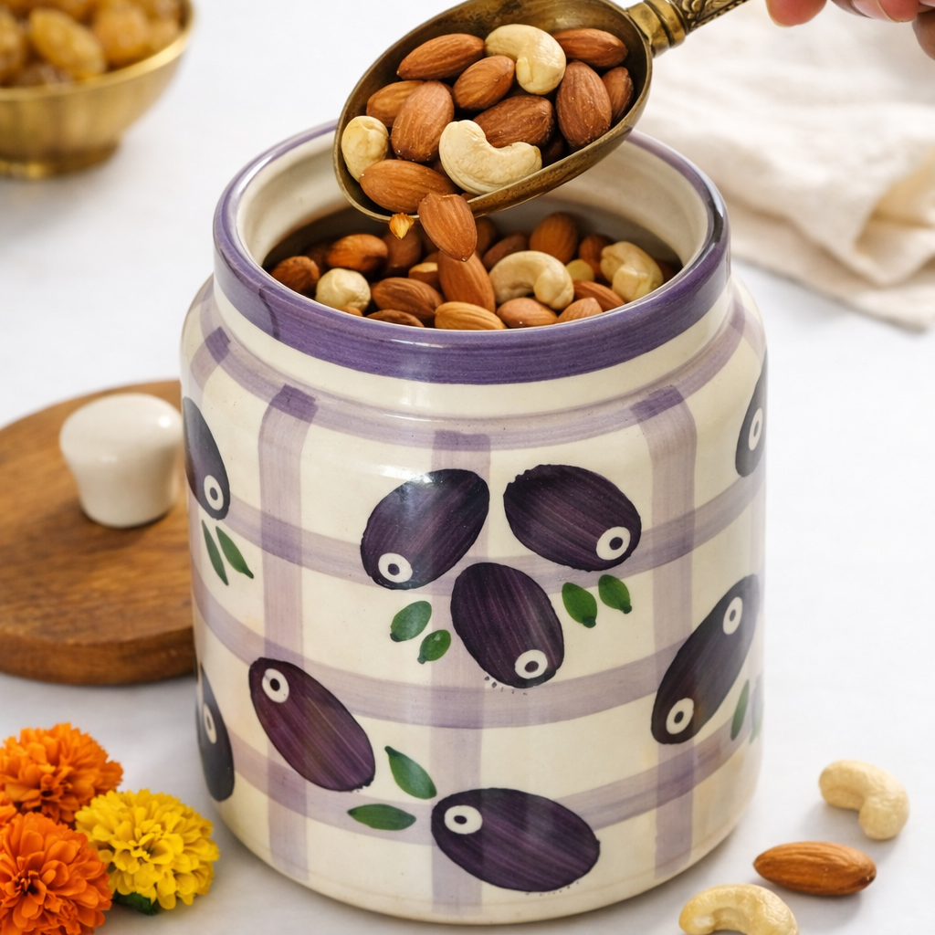 PreOrder Jamun Junction Handpainted Ceramic Jar - 800ml