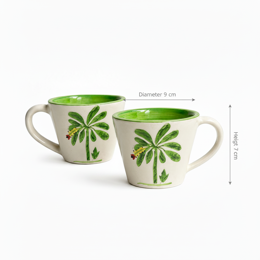 Banana Bloom  Handpainted Ceramic Mug ( 125 ml)