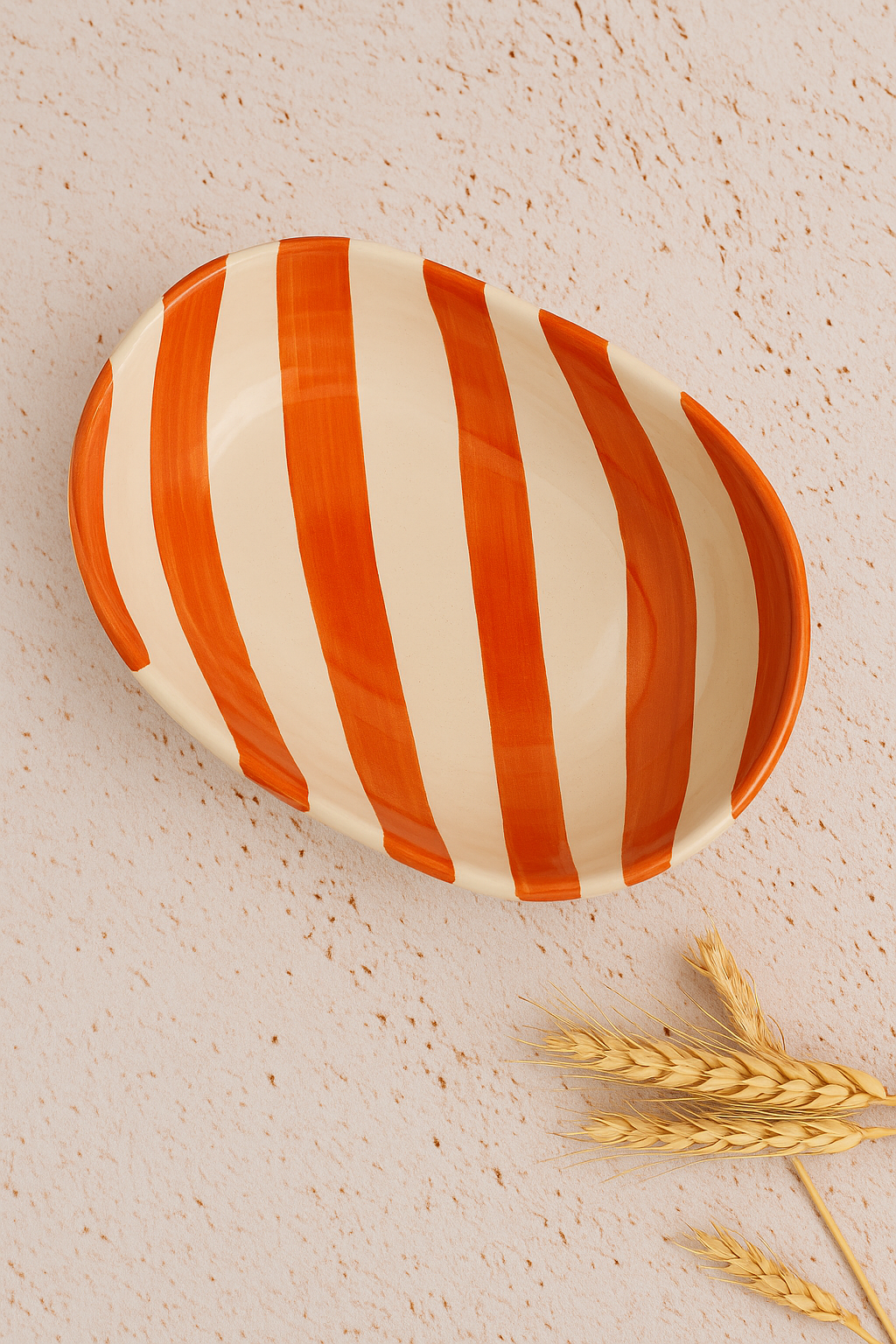 Vintage Orange Stripe Ceramic Bowl