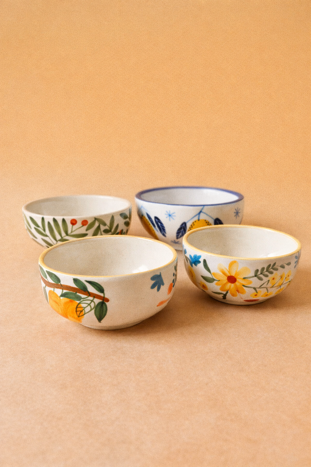 Small Bowls Olive Mango Lemon Floral Combo - Buy 3 Get 1 Free