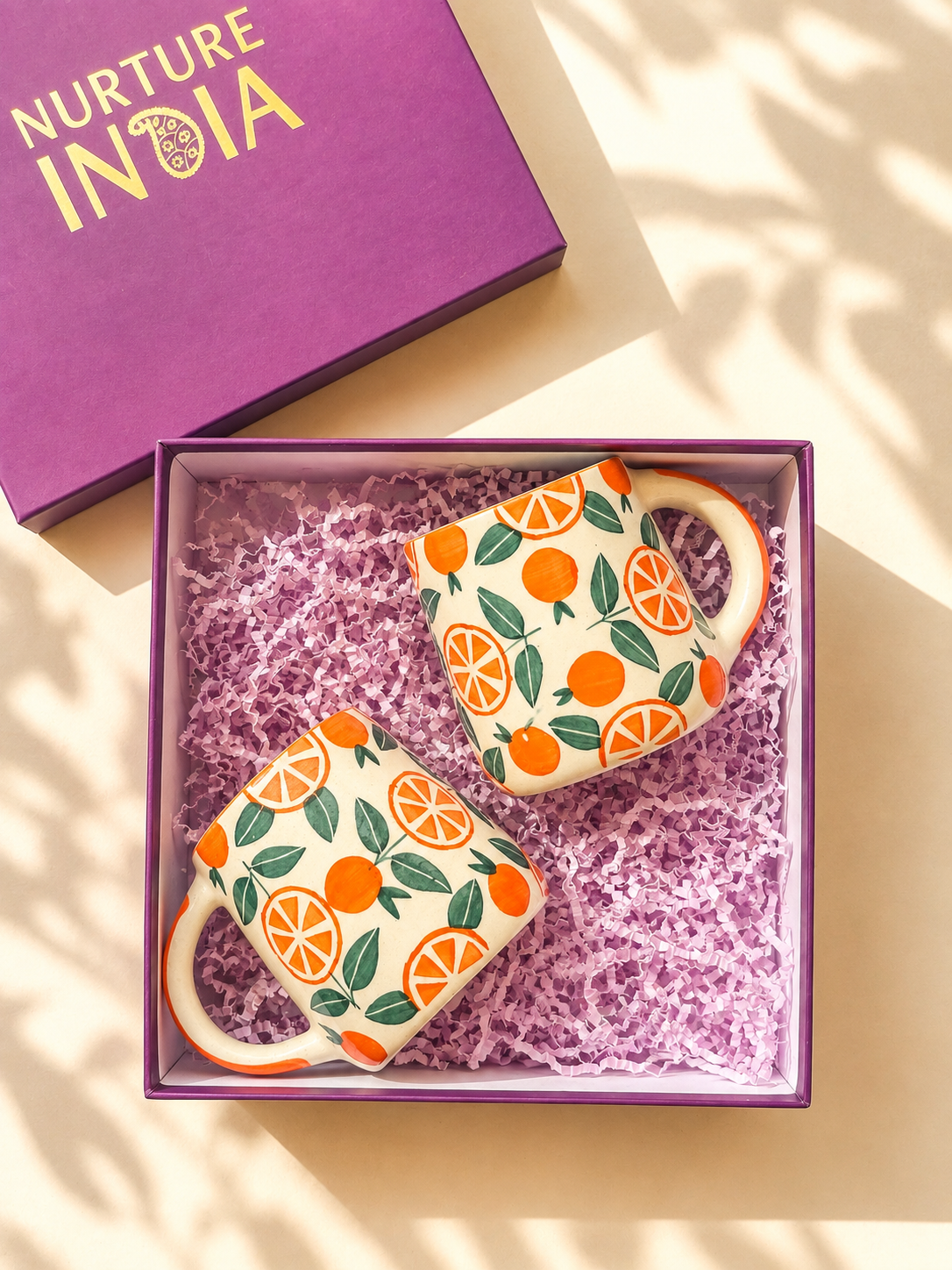 Narangi Orange Ceramic Mug Hamper (Set of 2)