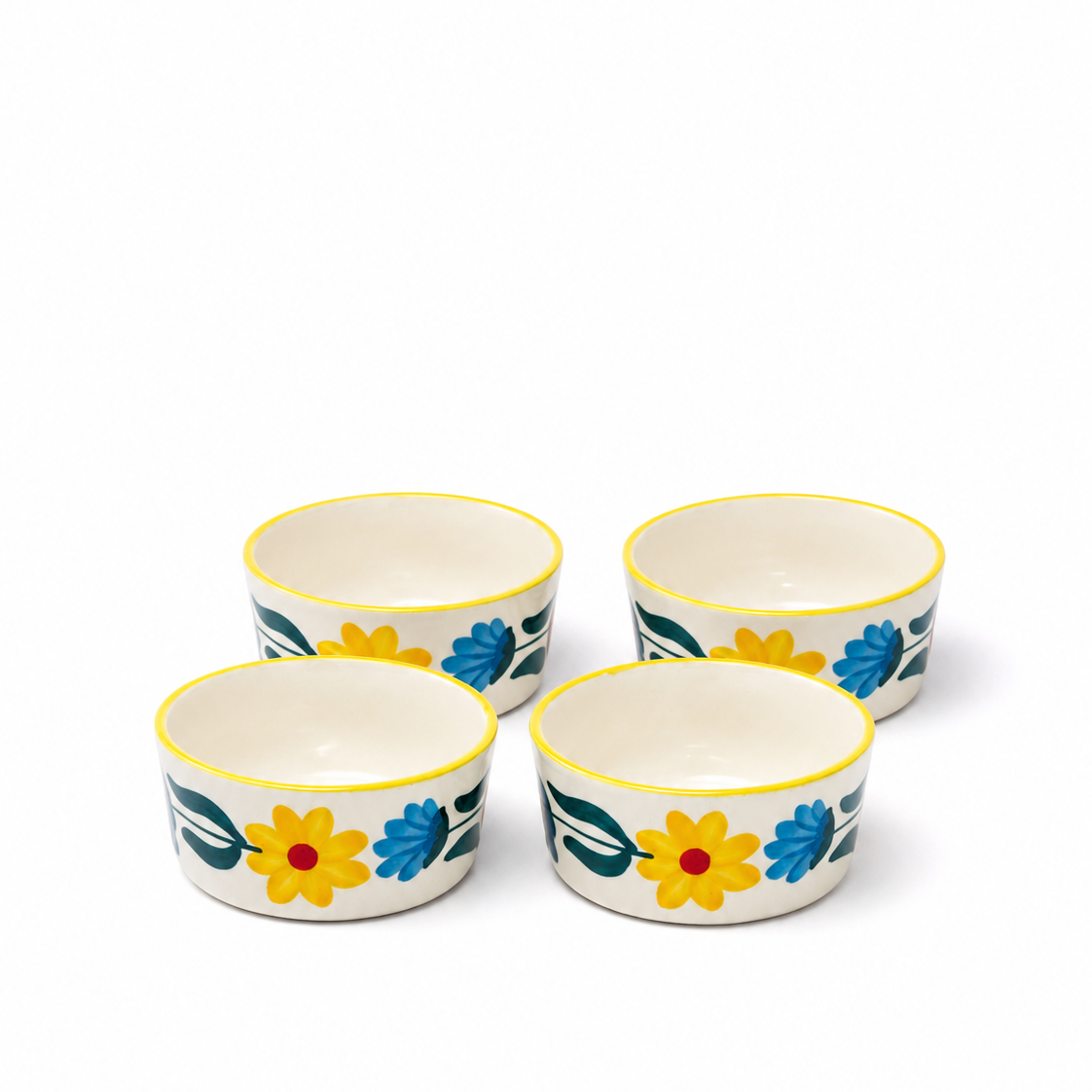 Floral Extravaganza Ceramic Ramekin Bowl Set of 4