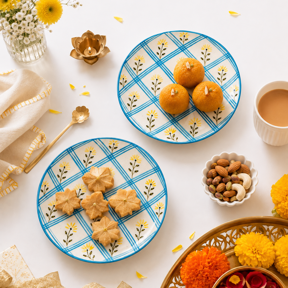 Ditsy Floral Ceramic Plate Sets (7inches)