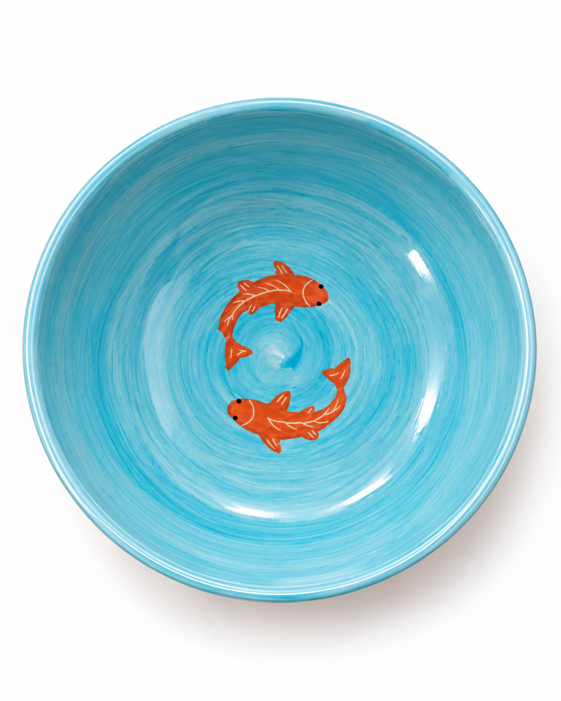 Koi Mulaqaat Fish Hand-Painted Ceramic Bowl - Large (Blue & Orange)