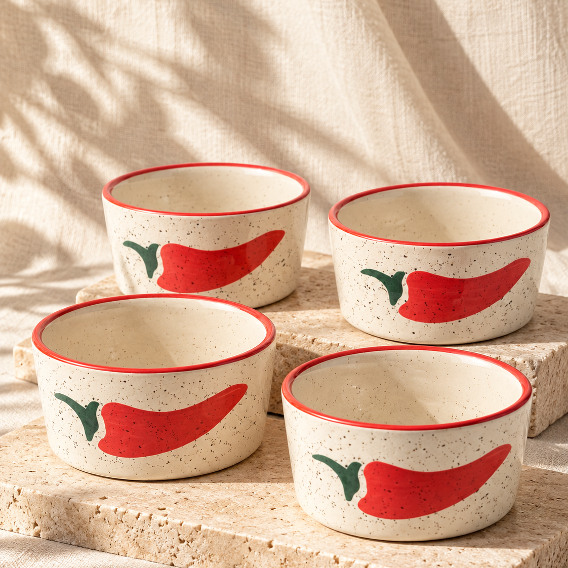 Keep It Spicy Ceramic Ramekin Bowls Set of 4