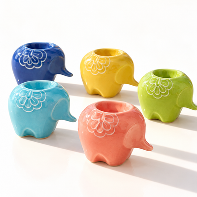 The Rainbow Elephant: Ceramic Diya (Assorted Pack of 5)