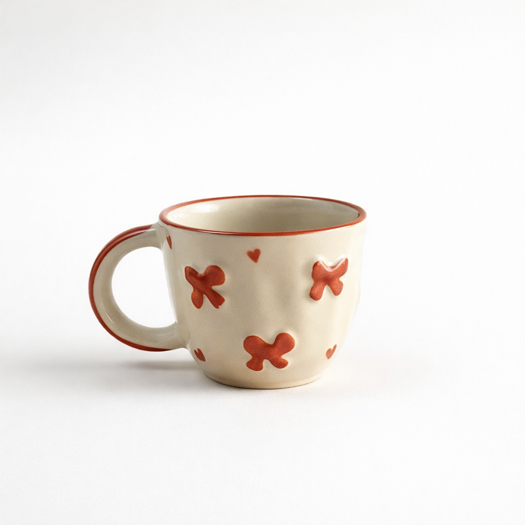 Red Heart Bow Ceramic Coffee Mug