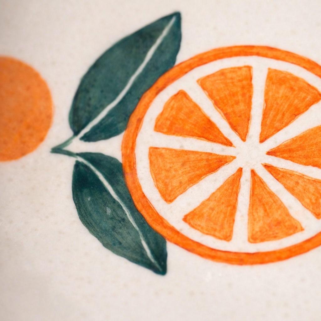 Narangi Orange Ceramic - Plate & Cup