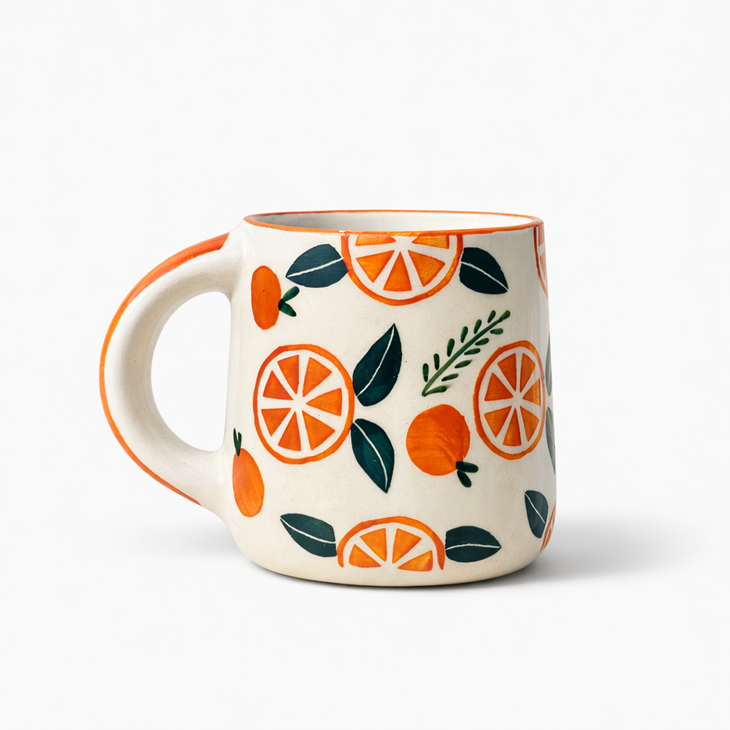 Narangi Orange Ceramic - Plate & Cup