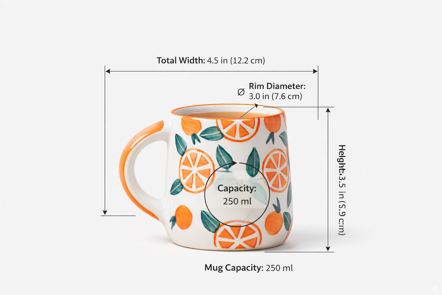 Set Narangi Orange Ceramic Cup (250ml)