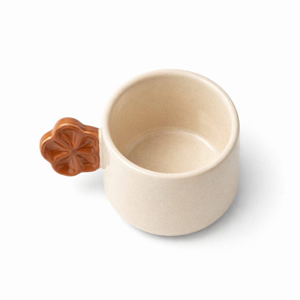 Floral Handle Espresso Mug - Brown