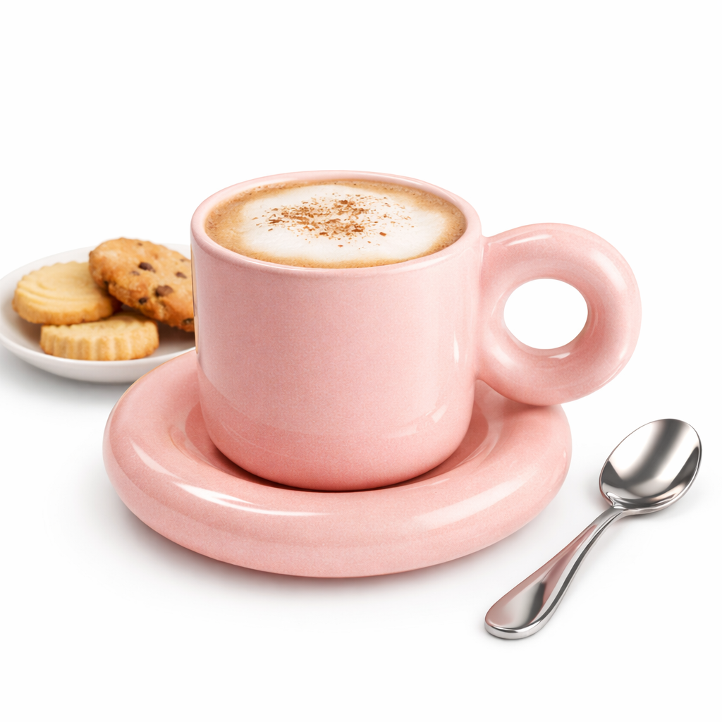 Glossy Pink Cup & Saucer Set (220ml)