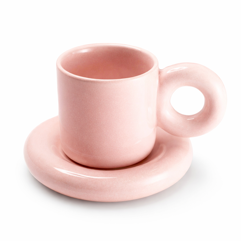 Glossy Pink Cup & Saucer Set (220ml)