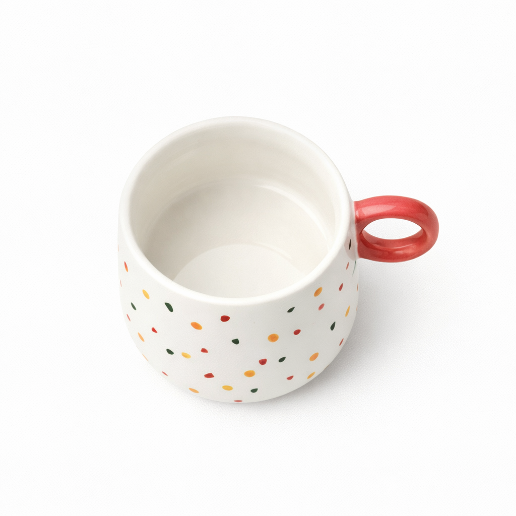 Colourful Dots Ceramic Coffee Cup - 350ml