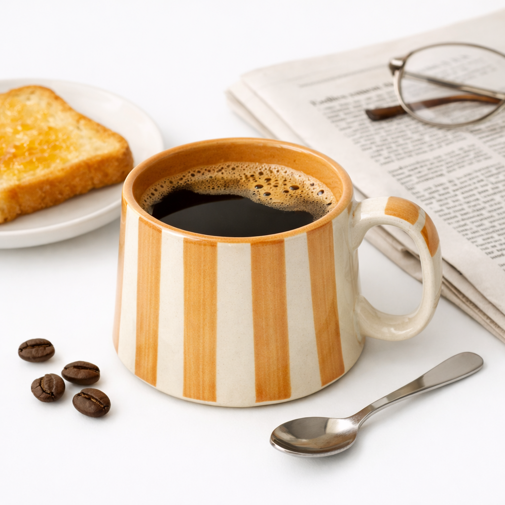 Sandy Brown Stripe Coffee Cup - 220ml