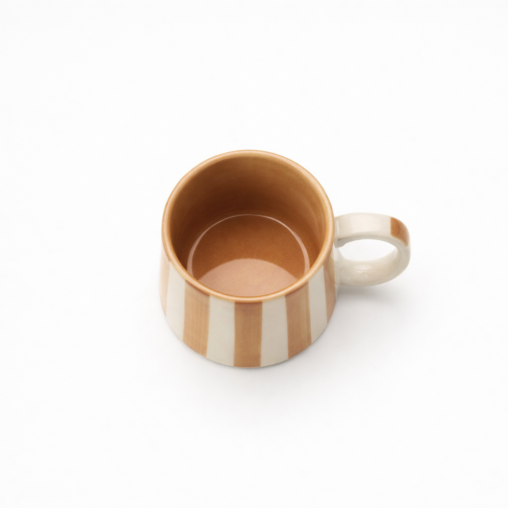 Sandy Brown Stripe Coffee Cup - 220ml