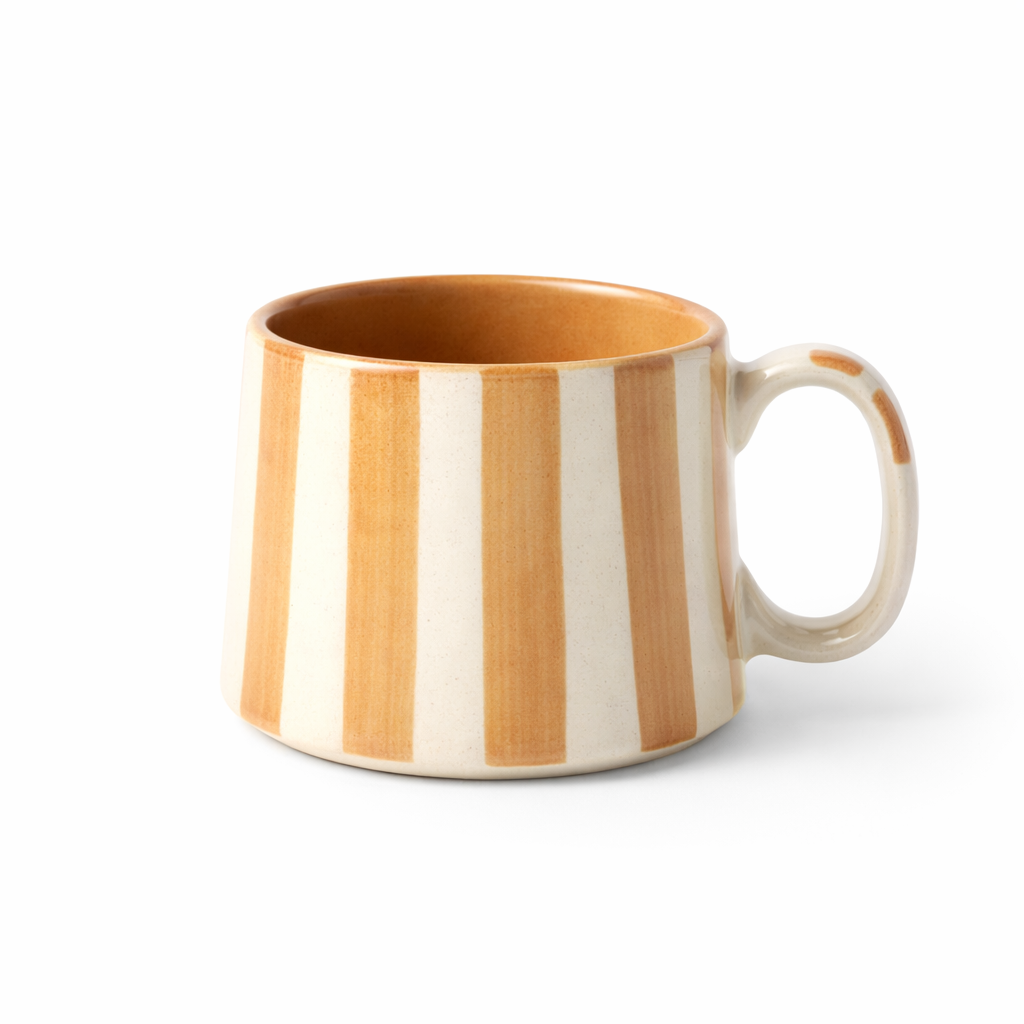 Sandy Brown Stripe Coffee Cup - 220ml
