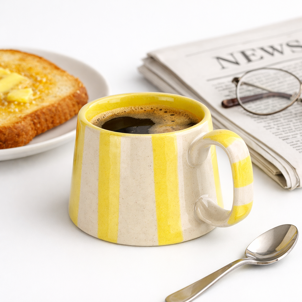 Pastel Yellow Stripe  Coffee Cup - 220ml