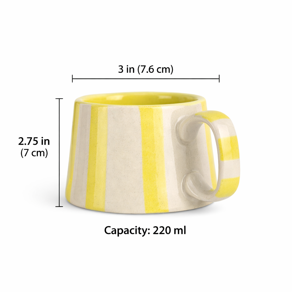Pastel Yellow Stripe  Coffee Cup - 220ml
