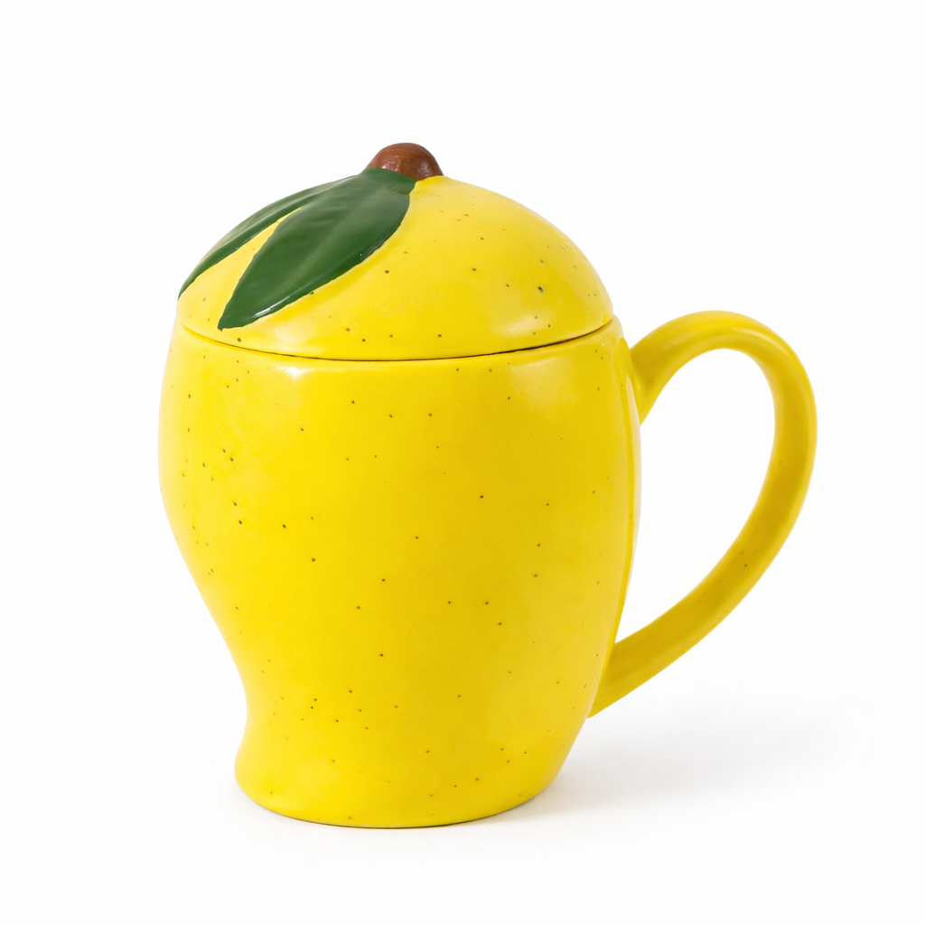 Mango Shape Ceramic Coffee Mug with Lid (350 ml )