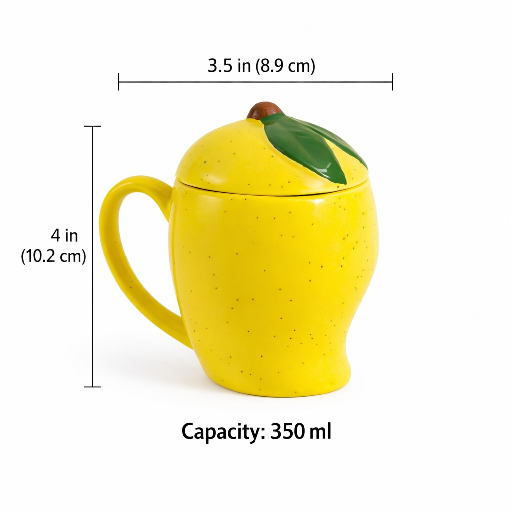 Mango Shape Ceramic Coffee Mug with Lid (350 ml )