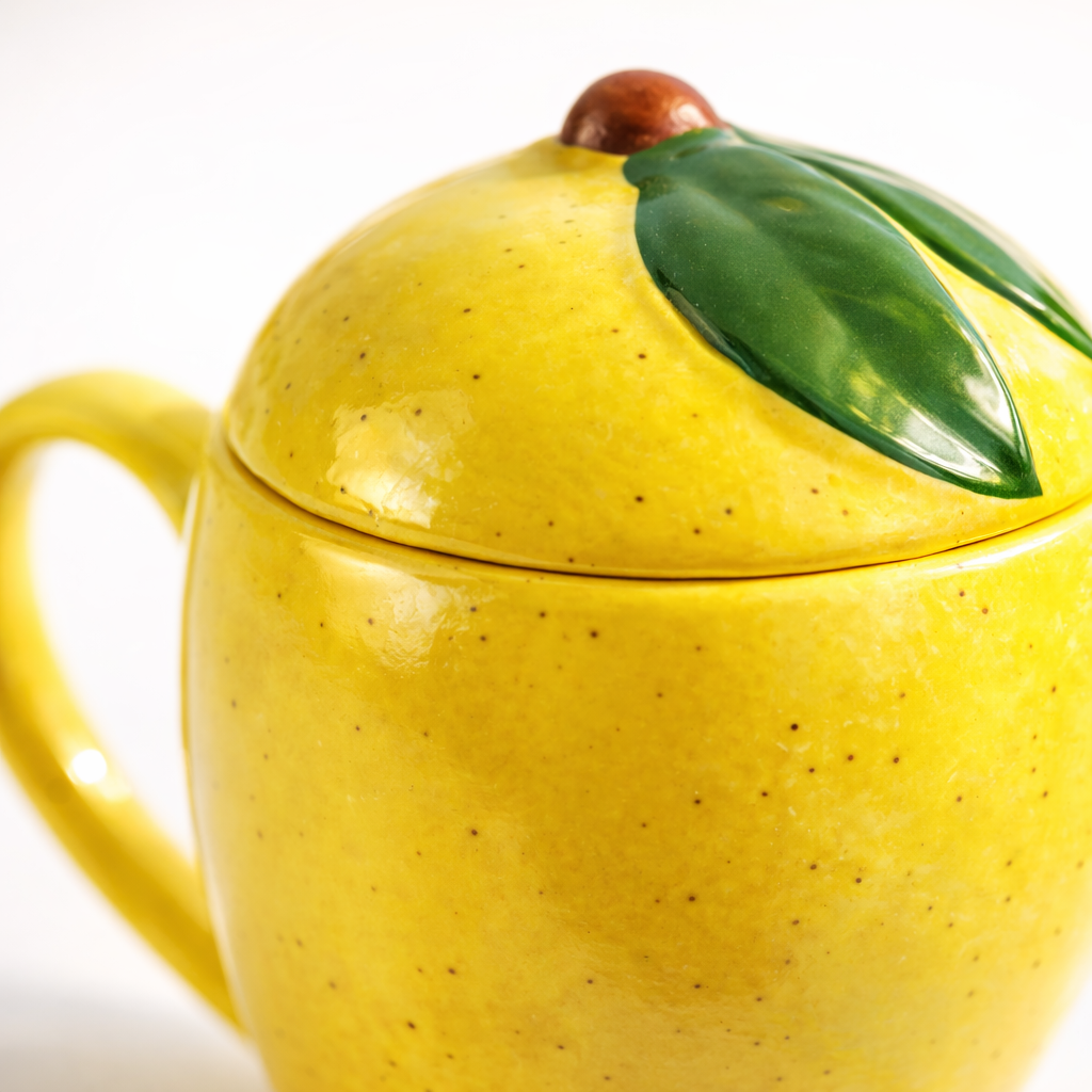 Mango Shape Ceramic Coffee Mug with Lid (350 ml )