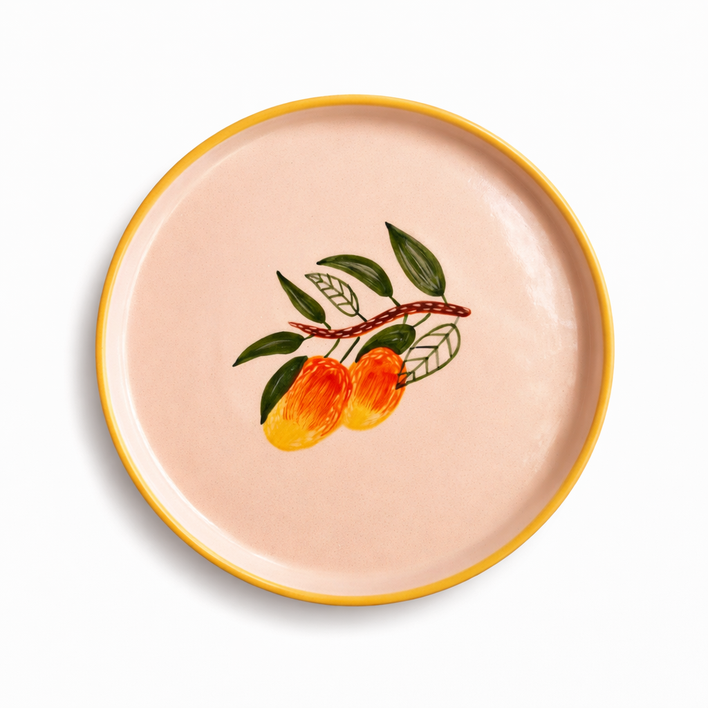 Mango Mehfil Handpainted Ceramic Snack Plate (8 inches)