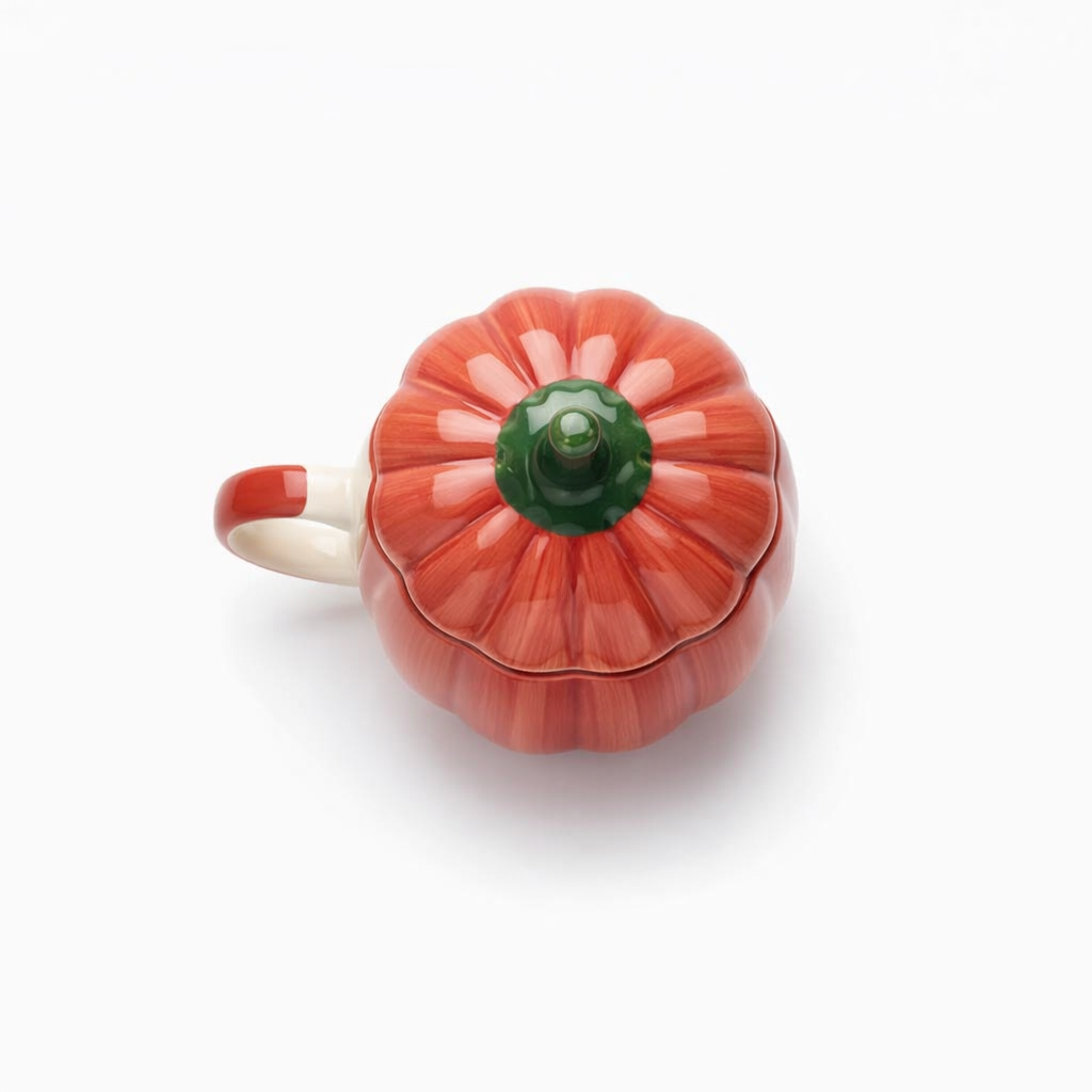 Red Pumpkin Ceramic Coffee Mug with Lid (300 ml )