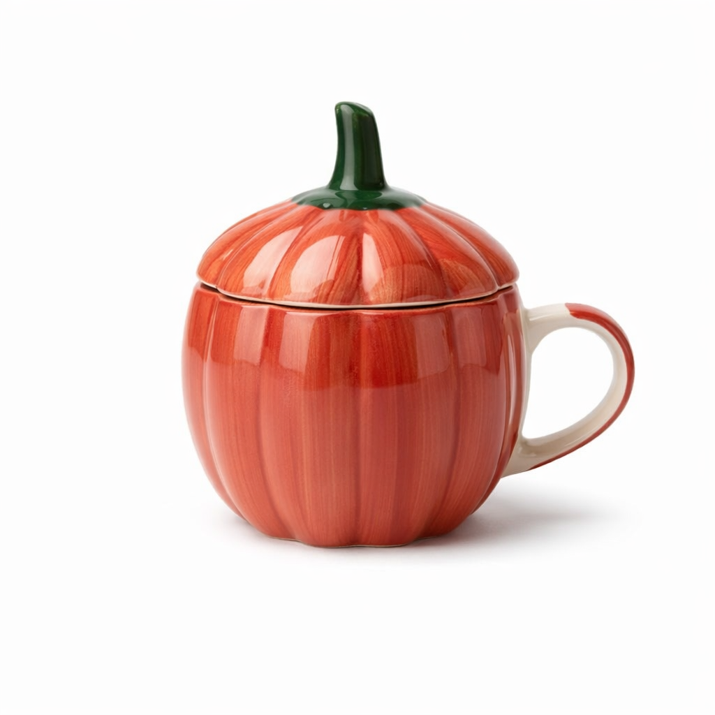 Red Pumpkin Ceramic Coffee Mug with Lid (300 ml )