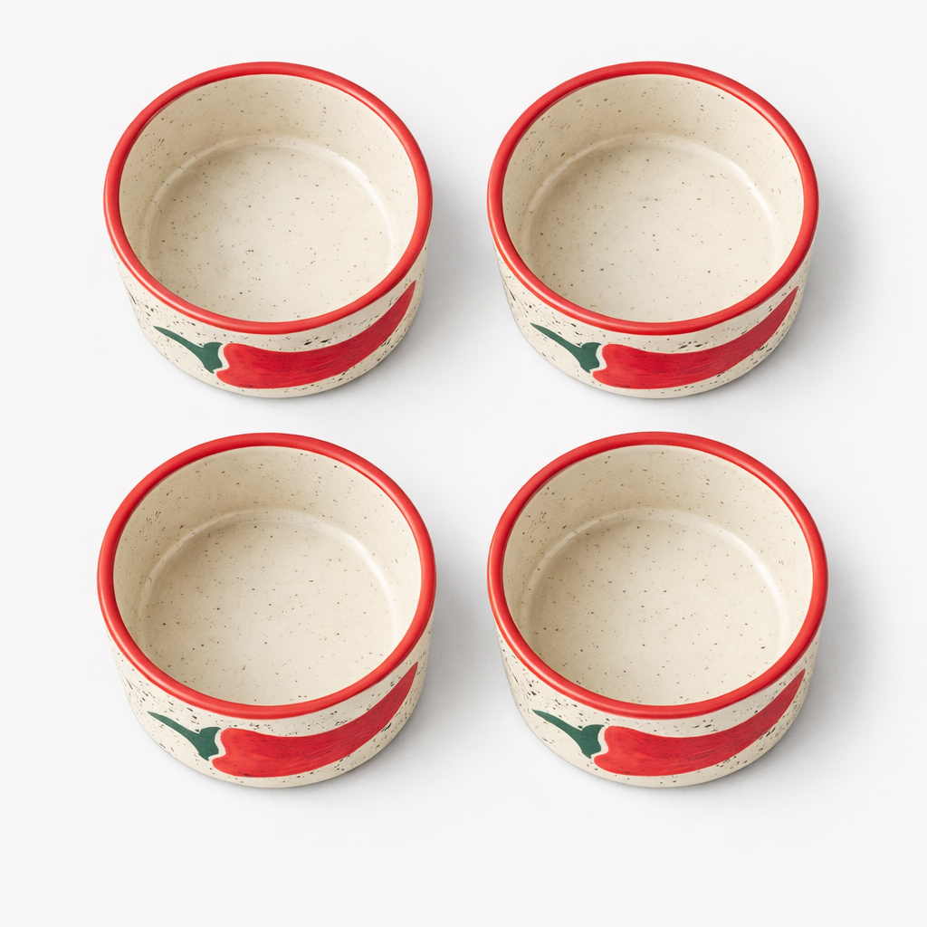 Keep It Spicy Ceramic Ramekin Bowls Set of 4