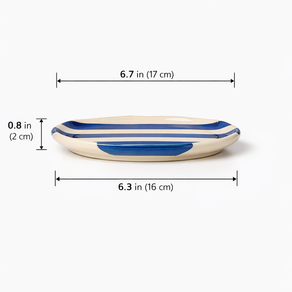 Blue Stripe Ceramic Plates -Single