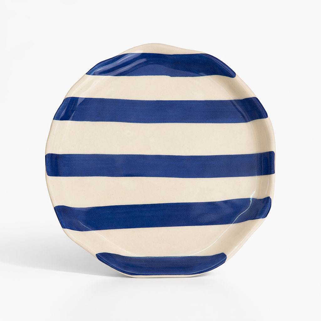 Blue Stripe Ceramic Plates -Single