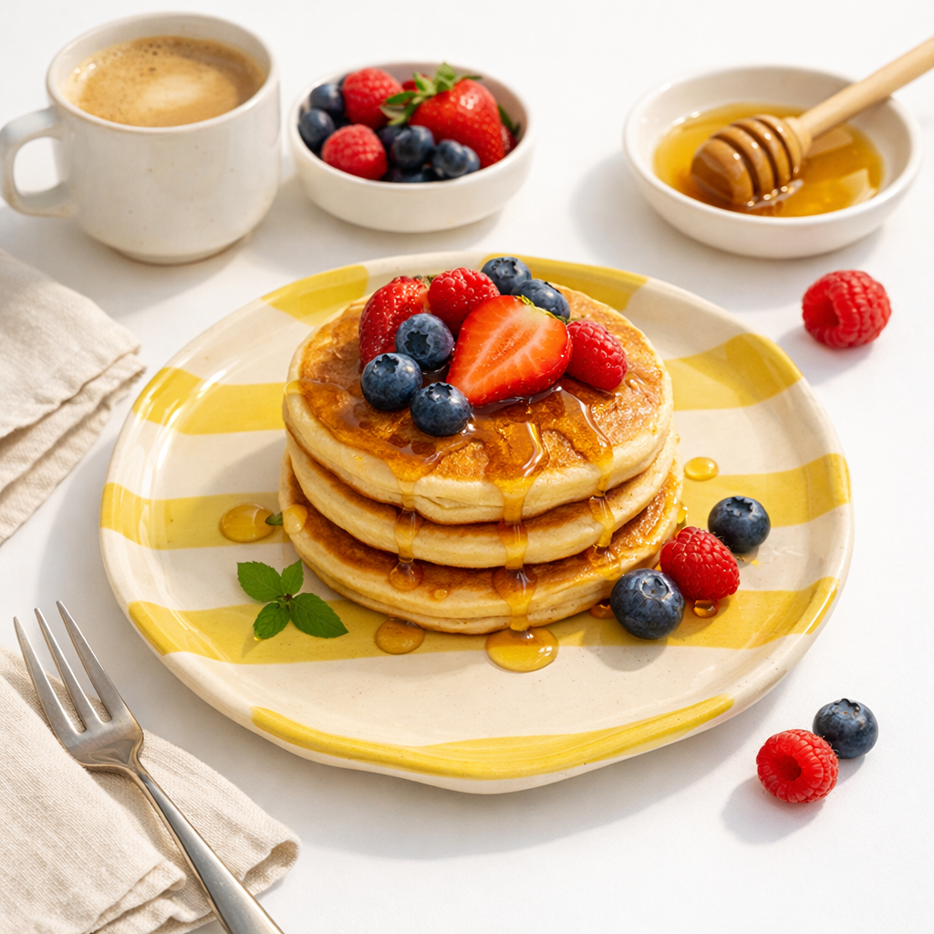 Pastel Yellow Stripe Ceramic Plate - Single