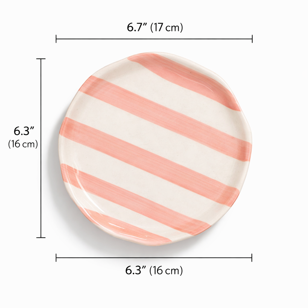 Pink Stripe Ceramic Plates - Single