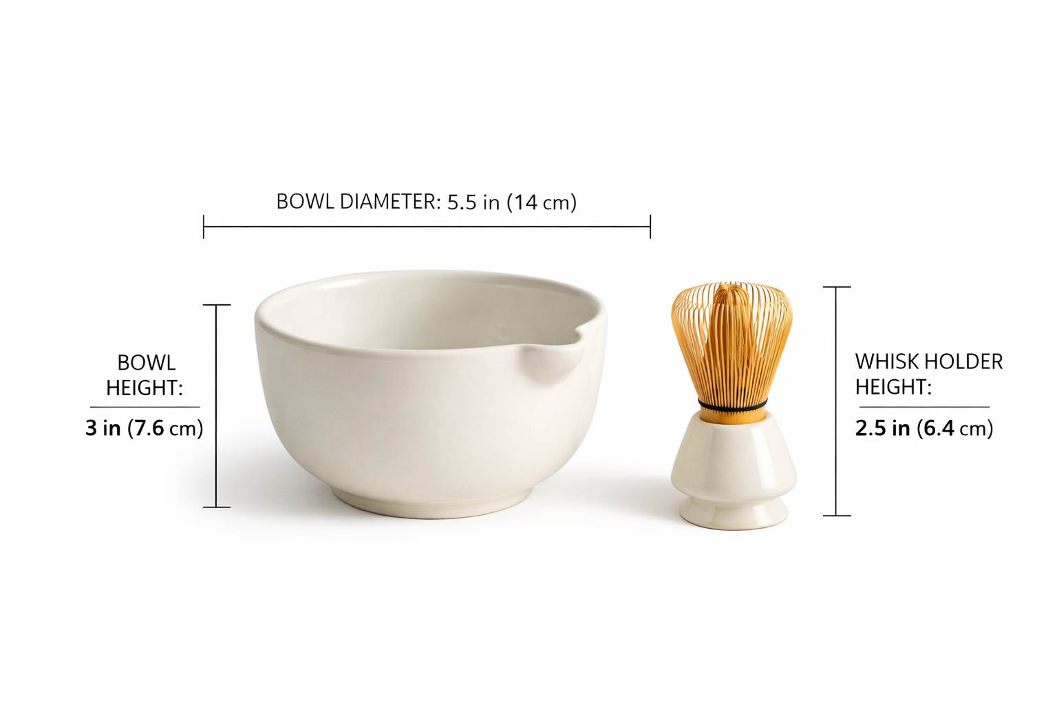 Pastel White Matcha Bowl & Whisk Holder Set
