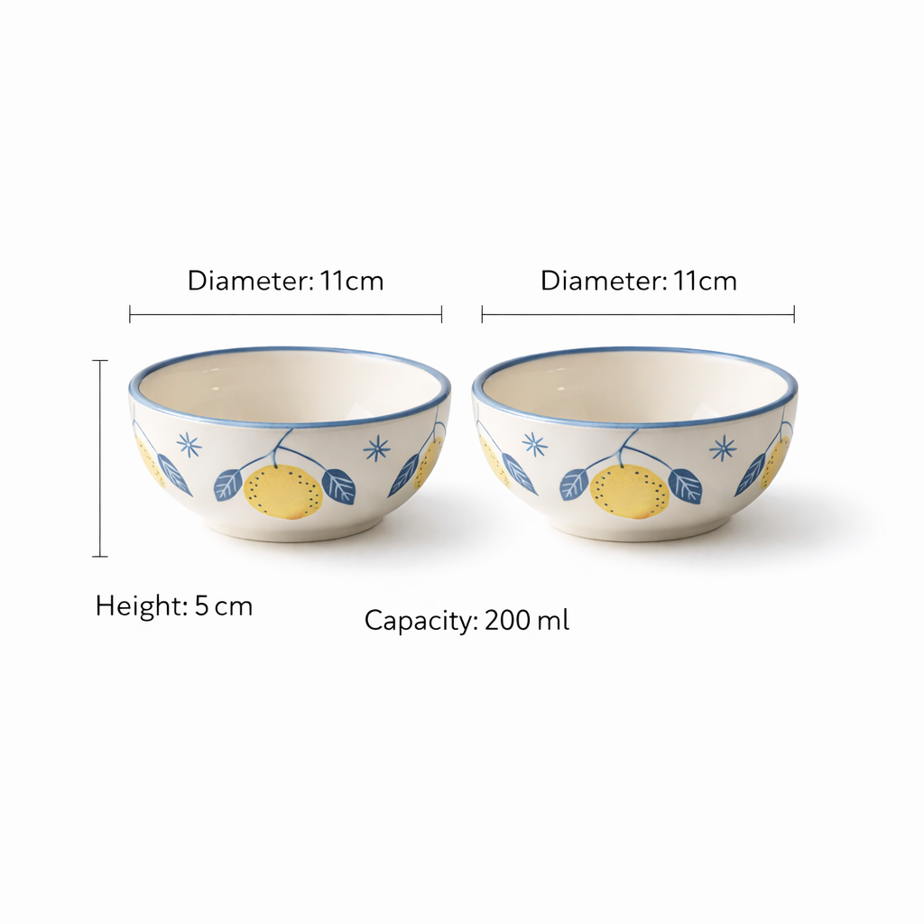 Multipurpose Lemon Leafy Ceramic Prep & Dip Bowl