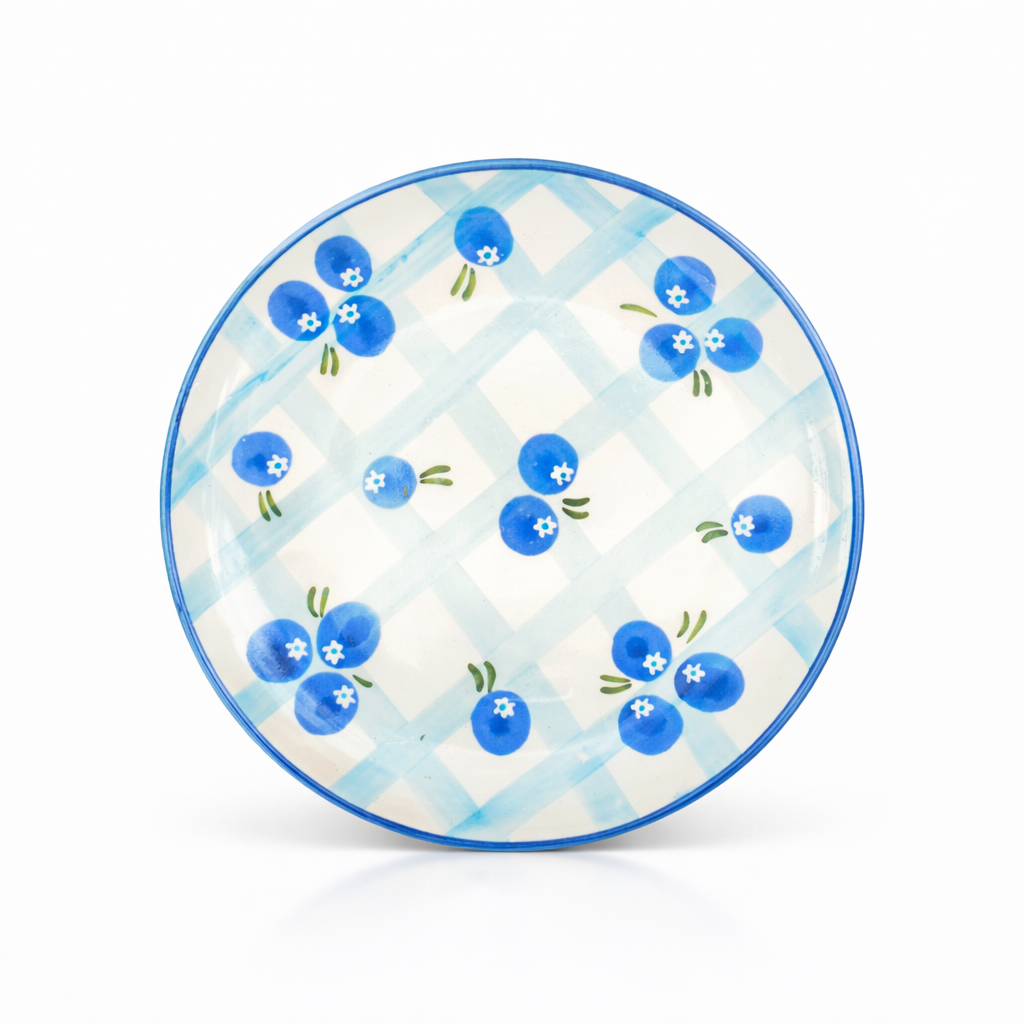 Blueberry Checks Hand-Painted Ceramic Dessert Plate (7 inches)