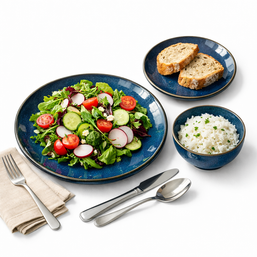 Indigo Blue Dinner Set of 3 Glossy