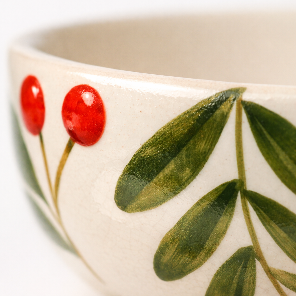 Olive Leaf Ceramic Bowl - Large