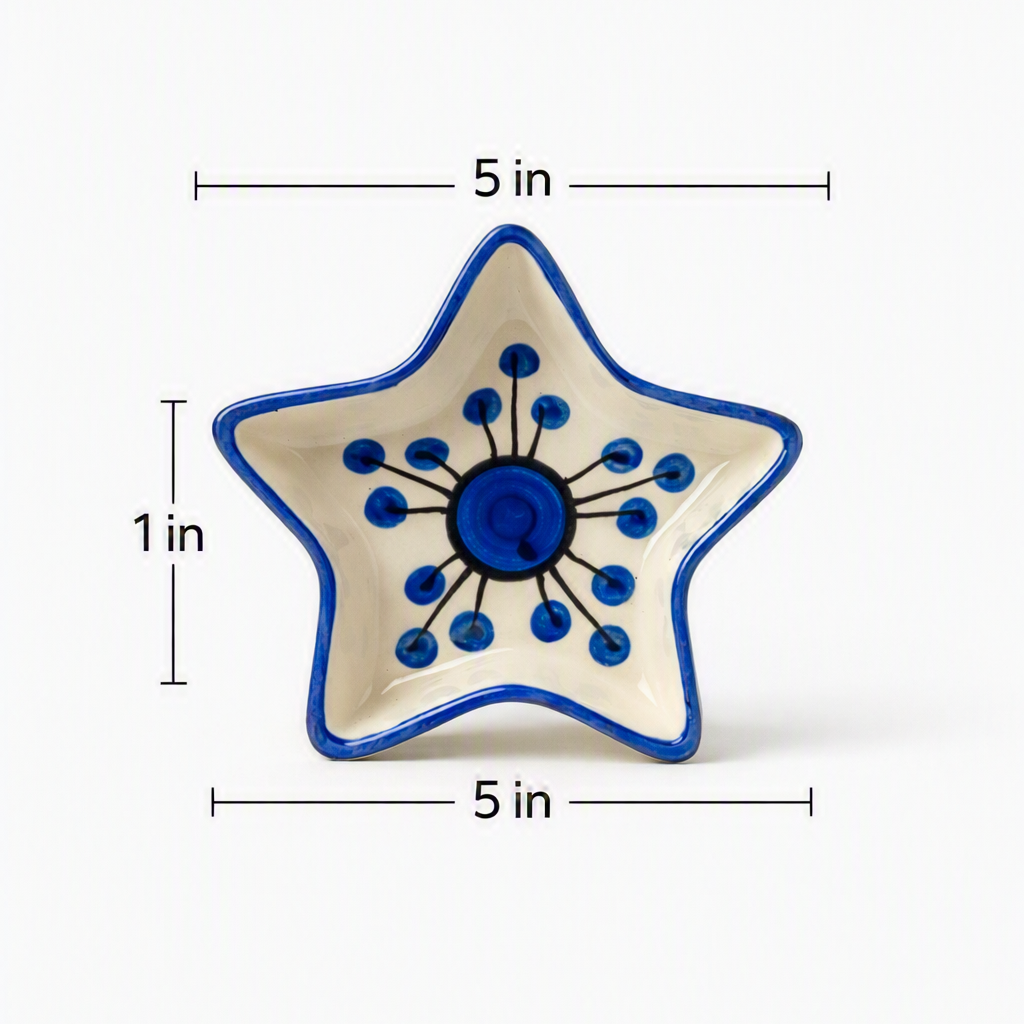 Hand-Painted Star Shape Ceramic Snack Platter (Set of 2)