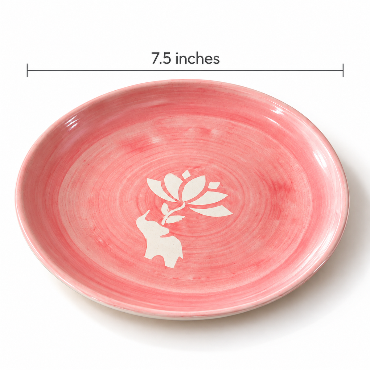 Lucky Lotus Handpainted Ceramic Plate (7.5 inches) - Pink
