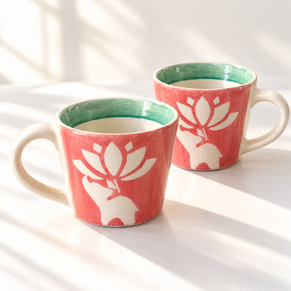 Lucky Lotus | Lotus & Elephant Ceramic Mug (125ml) - Pink