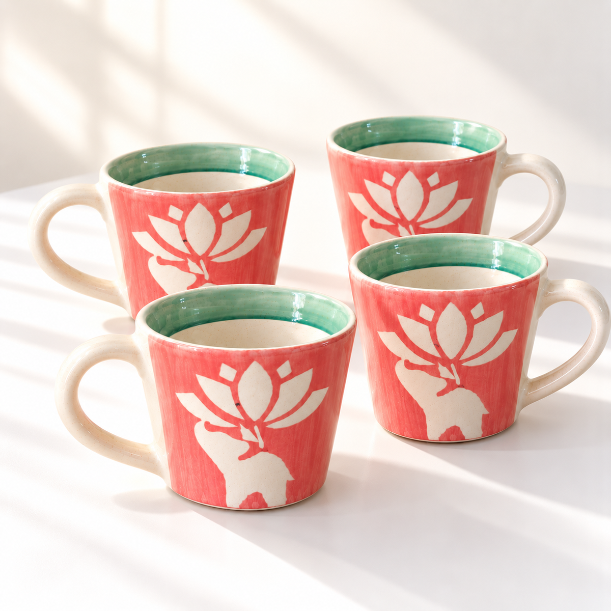 Lucky Lotus | Lotus & Elephant Ceramic Mug (125ml) - Pink