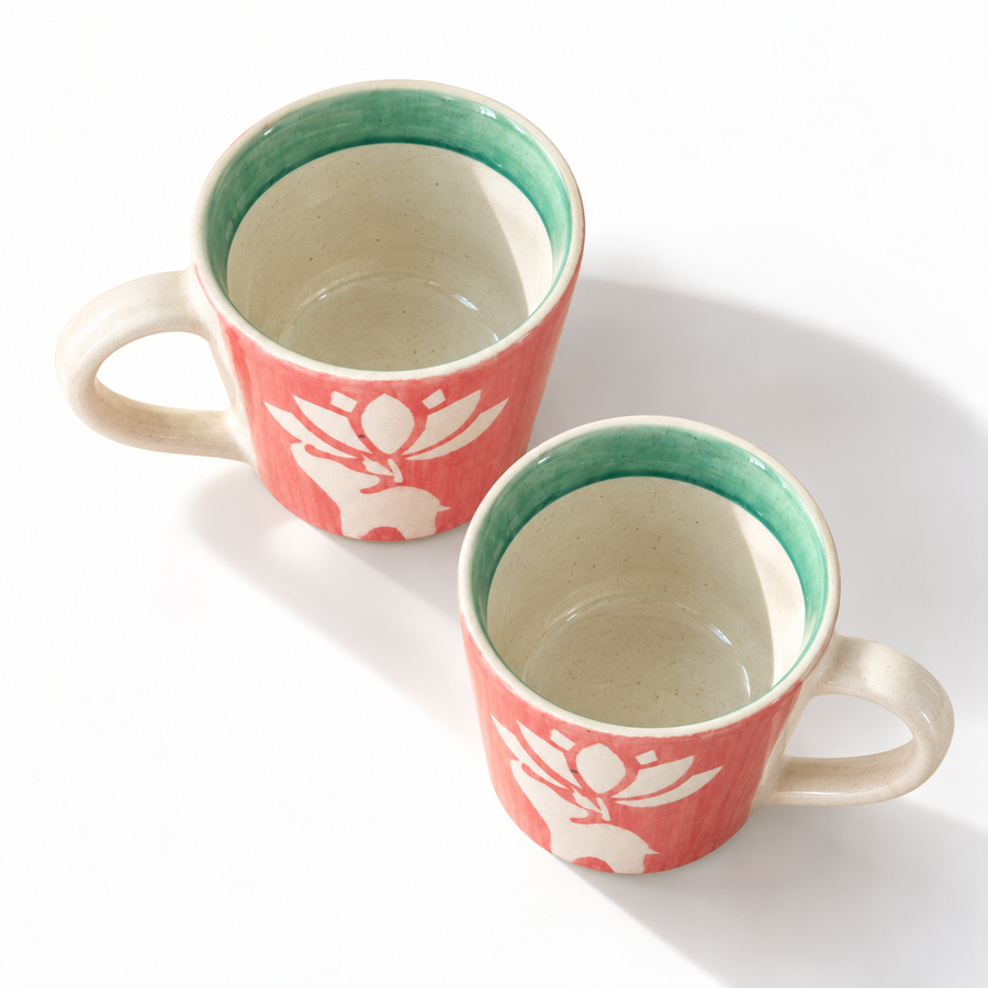 Lucky Lotus | Lotus & Elephant Ceramic Mug (125ml) - Pink