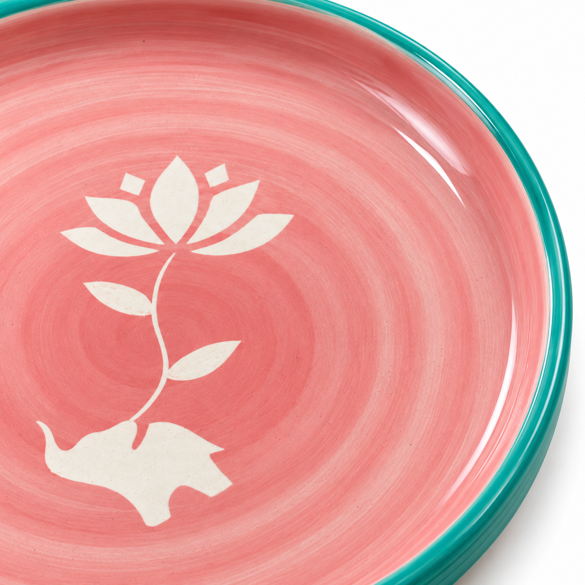 Lucky Lotus Handpainted Ceramic Plates (8 Inches) - Pink