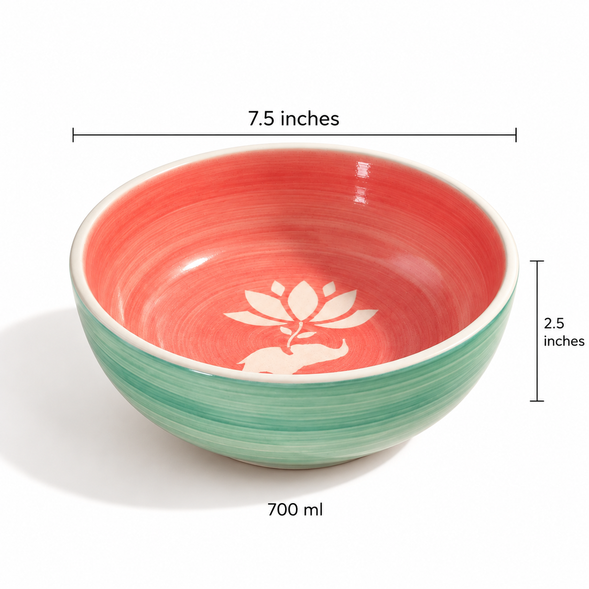 Lucky Lotus Handpainted Ceramic Bowl - Large (Pink)
